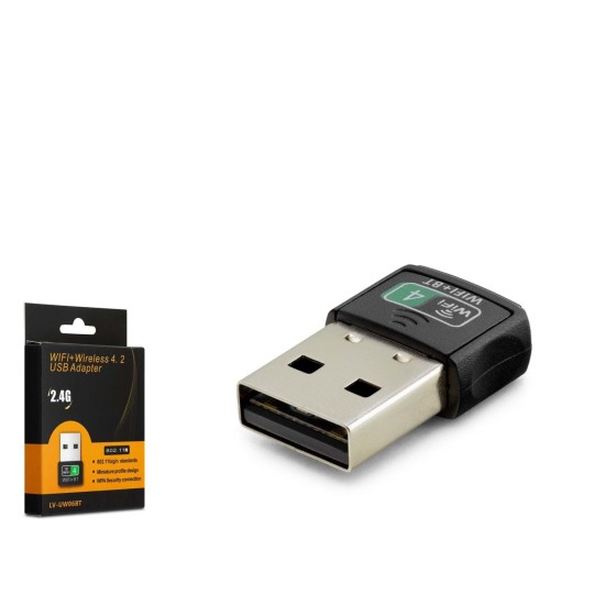 toptan-xml-dropshipping-Bluetooth Dongle Pc Usb + Wıreless Adaptör 2.4G Siyah LV-UW06BT