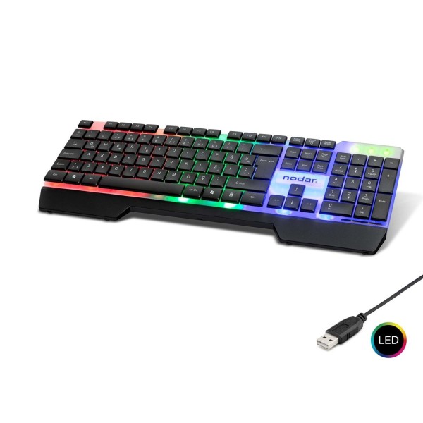 toptan-xml-dropshipping-Kablolu Oyuncu Klavye Slım Led Q Siyah ND868