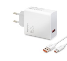 Type-C Hızlı Şarj Seti 67W Usb Adaptörlü - Beyaz ND1008