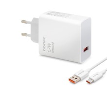 Type-C Hızlı Şarj Seti 67W Usb Adaptörlü - Beyaz ND1008