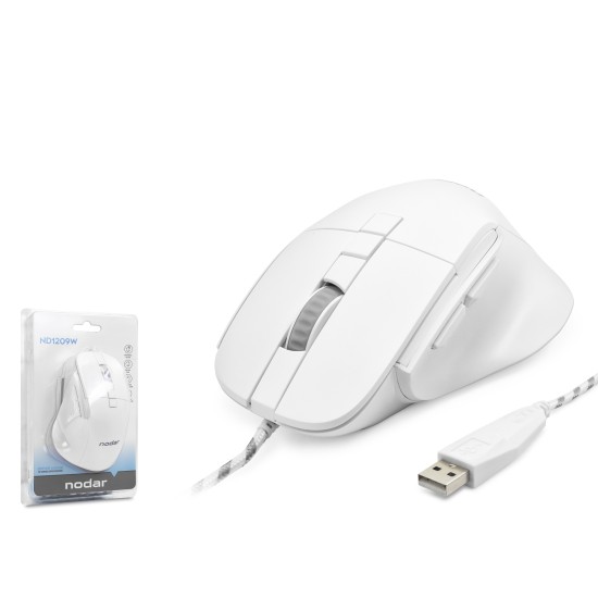 7D Ergonomi̇k Kablolu Ofi̇s Mouse 3600 Dpi - Beyaz ND1209W 
