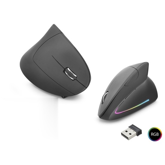 toptan-xml-dropshipping-Ergonomik Dikey Gaming Mouse Dual Mode 1600 Dpi Sessiz Rgb - Siyah ND1211