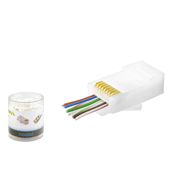 Cat6 Ez Rj45 Konnektör - 100 Adet Beyaz / Özel Plastik Kutulu ND2406