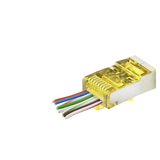 toptan-xml-dropshipping-Cat6E Ez Rj45 Metal Konnektör 100 Adet Plastik Kutu - Sarı ND2416