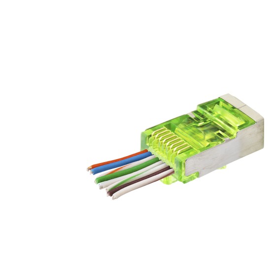 toptan-xml-dropshipping-Cat6E Ez Rj45 Metal Konnektör 100 Adet Plastik Kutu - Yeşil ND2417
