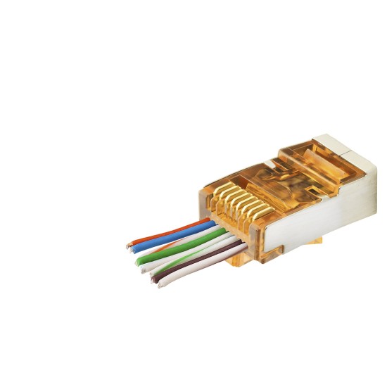 toptan-xml-dropshipping-Cat6E Ez Rj45 Metal Konnektör 100 Adet Plastik Kutu - Turuncu ND2421