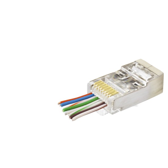 toptan-xml-dropshipping-Cat6E Ez Rj45 Metal Konnektör 100 Adet Plastik Kutu - Şeffaf ND2423