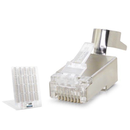 toptan-xml-dropshipping-Cat7 Ez Rj45 Metal B Kalite Konnektör 100 Adet Plastik Kutu - Silver ND2425