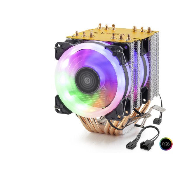 toptan-xml-dropshipping-Cpu İşlemci Kule Tipi Soğutucu 600 Serisi Çift Fanlı 6 Bakır Borulu Rgb ND2606