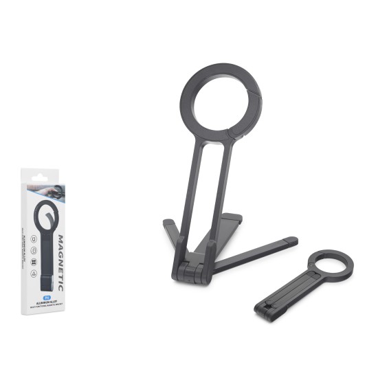 toptan-xml-dropshipping-Manyetik Katlanir Masaüstü Telefon Standı Plastik - Siyah ND8029