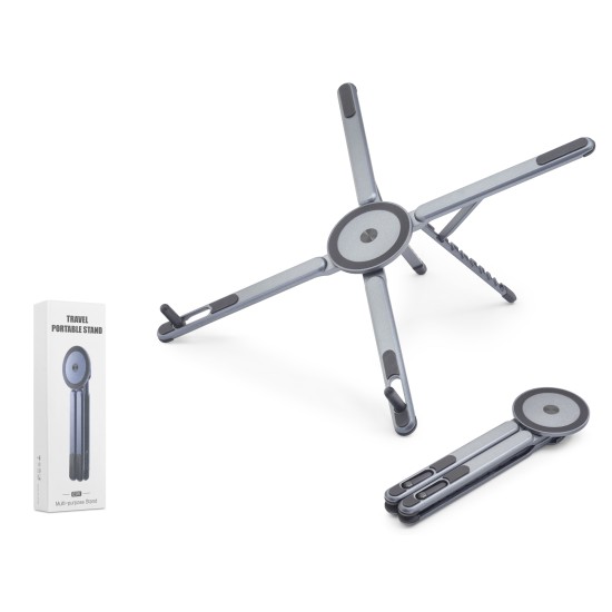 toptan-xml-dropshipping-Katlanir Manyeti̇k 360 Derece Döner Masaüstü Tablet Ve Laptop Standi Metal - Gümüş ND8032