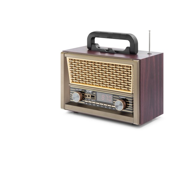 toptan-xml-dropshipping-Bluetooth Nostaljik Hoparlör Fm Kumandalı 28 X 14.1 X 21 Cm NS2077BT