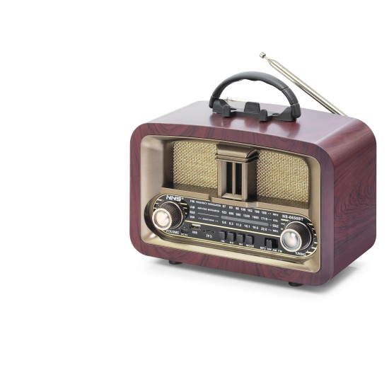 toptan-xml-dropshipping-Bluetooth Nostaljik Hoparlör Fm 24.8 X 11.7 X 18.5 Cm NS6650BT