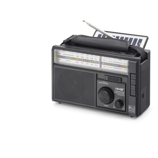 toptan-xml-dropshipping-Bluetooth Solar Panelli Fm Radyo Usb Tf Nostaljik Hoparlör - Siyah NS9951BTS