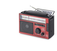 Bluetooth Solar Panelli Fm Radyo Usb Tf Nostaljik Hoparlör - Kırmızı Siyah NS9952BTS
