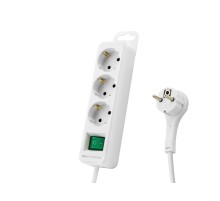 Akım Korumalı Uzatma Kablosu 3 Priz Anahtarlı 306 Joule 3G1.0Mm Tam Bakır 1.5M - Beyaz SPGF03