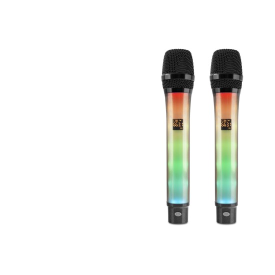 toptan-xml-dropshipping-Profesyonel Kablosuz Uhf 2 Mikrofonlu Set Rgb - Siyah WX-82