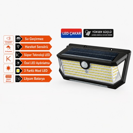 toptan-xml-dropshipping-202 Led Güneş Enerjili Hareket Sensörlü Çakar LED Duvar Lambası PD772