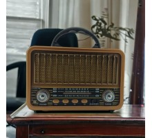 Nostaljik Görünümlü USB SD AUX Bluetooth Destekli Solar Panelli Şarjlı + Pilli Radyo RT-834