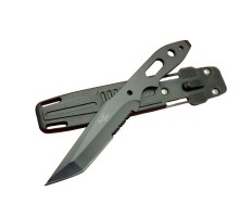 Fox A13 Siyah, Testereli Outdoor Kamp Bıçak 22 cm - Komple Metal, Kılıflı