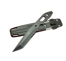 Fox A13 Siyah, Testereli Outdoor Kamp Bıçak 22 cm - Komple Metal, Kılıflı