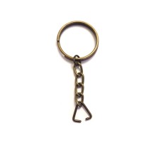 Anahtarlık Halkası, Halka + Zincir + Üçgen, 24mm, Antik, 1000 Adet