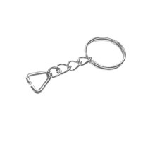 Anahtarlık Halkası, Halka + Zincir + Üçgen, 24mm, Gümüş, Nikel, 1000 Adet