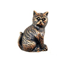 Antika Tarz Dekoratif Pirinç Kedi Kapı Tokmağı, Taktak - 110x80mm, Antik