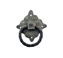 Antika Tarz Dekoratif Pirinç Mobilya Kulbu, Kapı Kilit Halkası - 94x97 mm, Büyük, Oksit