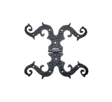 Antika Tarz Dekoratif Pirinç Süslü Menteşe - 190x170 mm, Oksit