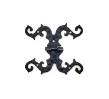 Antika Tarz Dekoratif Pirinç Süslü Menteşe - 100x90 mm, Oksit