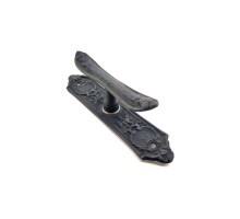 Antika Tarz Dekoratif Pirinç Çiçekli Pencere Kolu - 165x38 mm, Oksit