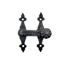 Antika Tarz Dekoratif Pirinç Kapı, Pencere Mandalı - 82x65 mm, Oksit