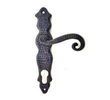 Antika Tarz Dekoratif Pirinç Kıvrık Yale Kapı Kolu - 210x43 mm, Oksit