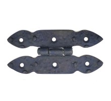 Antika Tarz Dekoratif Pirinç Düğmeli Menteşe - 117x57 mm, Oksit