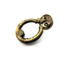 Antika Tarz Dekoratif Pirinç Saray Kapı Tokmağı, Taktak - 97mm, Antik