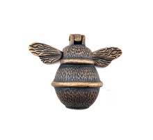 Antika Tarz Dekoratif Pirinç Arı Kapı Tokmağı, Taktak - Küçük, 123x150mm, Antik