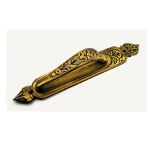 Antika Tarz Dekoratif Pirinç Kubbeli Çekme Kapı Kolu - 396x68 mm, Antik