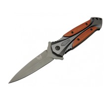 Benchmade DA27B Gri Sivri Kamp Çakı 20cm - Yarı Otomatik, Kutulu, Ahşap - Metal Sap