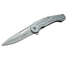 CRKT CR 0062 Gri Oluklu Kamp Çakı 17,5 cm - Otomatik, Kılıflı, Kutulu