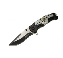 Lanmark MX10 Gri Testereli Outdoor Çakı 21 cm - Otomatik, Perçinli