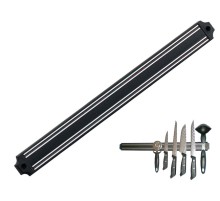 Mutfak Duvarına Monte Mıknatıslı Geniş Bıçak Tutucu Stand - 55 cm - Siyah - Paslanmaz Çelik