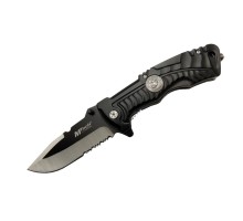 4-12-2 Siyah Kurtarma / Kamp Çakısı 21cm- Yarı Otomatik, Testere Detaylı, Cam Kırma Aparatlı