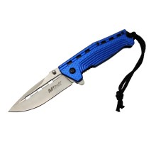 4-13-1 Mavi Kamp Çakı 19,5cm - Yarı Otomatik, İpli, Oluklu