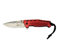 4-13-3 Kırmızı Kamp Çakı 19,5cm- Yarı Otomatik, İpli, Oluklu