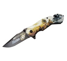 4 23 2 Marines Kurtarma / Kamp Çakı 20cm - Yarı Otomatik, Cam Kırma Ve İp Kesme Aparatlı