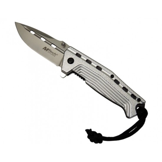 4132 Gri Kamp Çakı 19,5cm- Yarı Otomatik, Oluklu, İpli