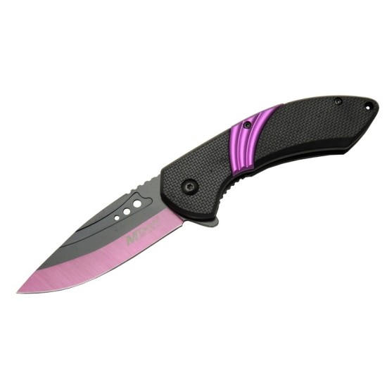 4211 Mor Kamp Çakı 20cm- Yarı Otomatik, Oluklu