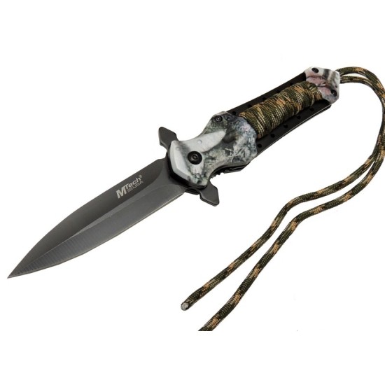 4266 Siyah Kamp Çakı 21cm - Yarı Otomatik, İpli