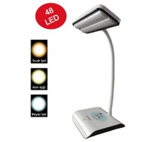 Şarjlı 48 Led Çalışma Okuma Işığı Kademeli Masa Lambası Ayarlanabilir Renk Tonu Ve Parlaklık PS-1937